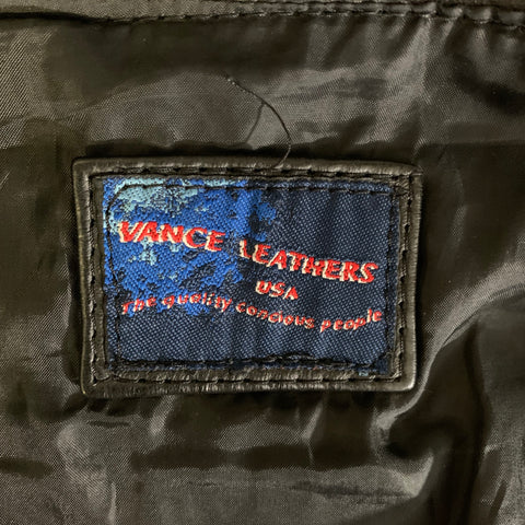 VANCE LEATHERS Size L Black Leather Vest