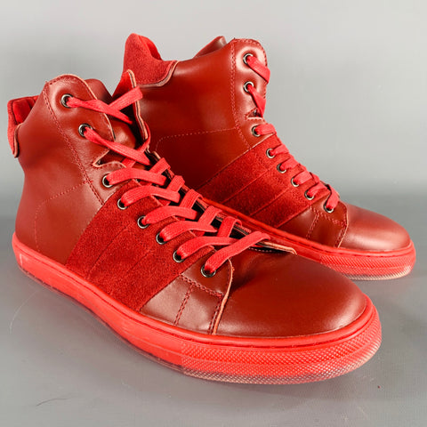 BADGLEY MISCHKA Size 10 Teddy Red Leather High Top Sneakers