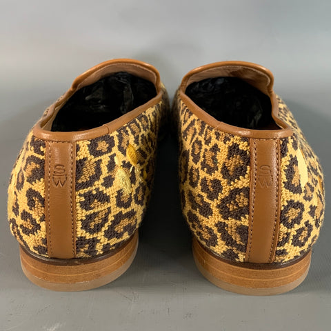 STUBBS & WOOTTON Size 9.5 Brown Gold Embroidery Lounge Loafers