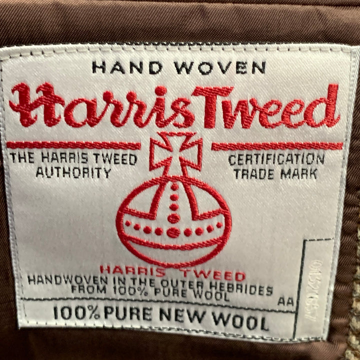 O'CONNELL'S Size 42 Long Brown Beige Herringbone Wool Sport Coat