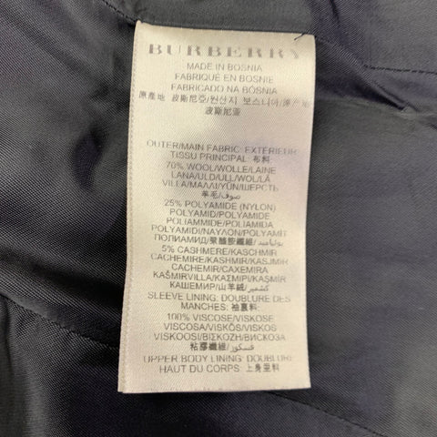 BURBERRY BRIT Size 2 Black Wool Blend Double Breasted Belted Coat