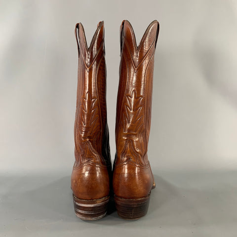 LUCCHESE Size 9 Brown Leather Pull On Boots