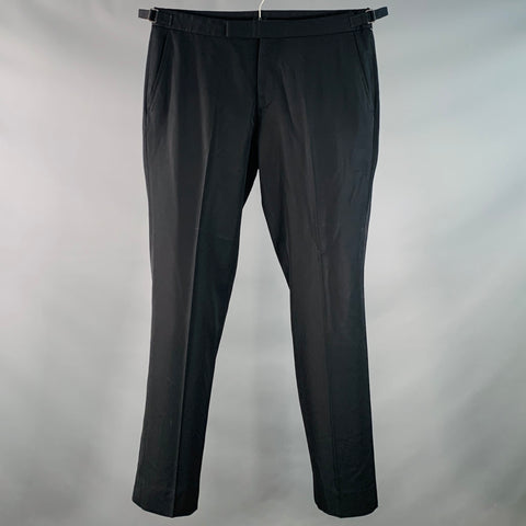 RALPH LAUREN Size 31 Black Wool Twill Side Tabs Straight Dress Pants