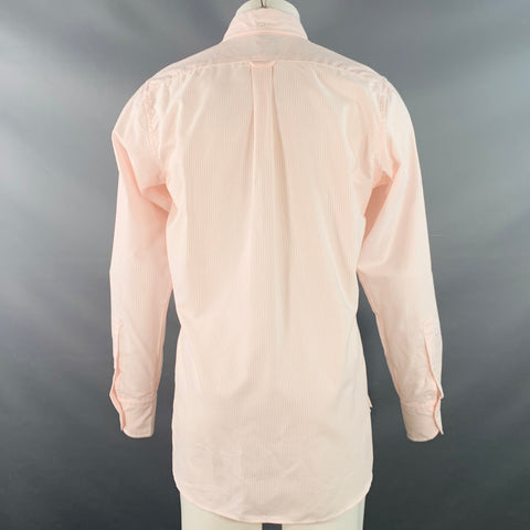 DRAKES LONDON Size M Pink White Stripe Cotton One Pocket Long Sleeve Shirt