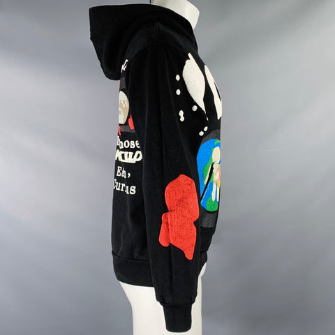 KID CUDI Size S Limited Edition Black Multi Color Cotton Hoodie Sweatshirt
