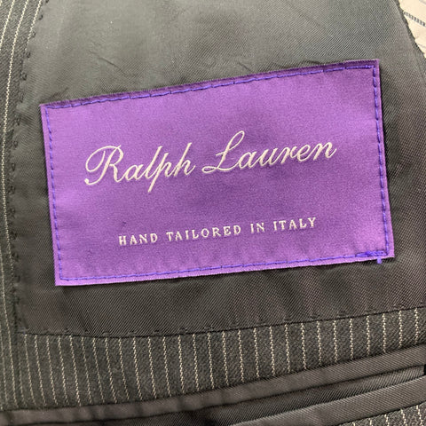 RALPH LAUREN Size 38 Black Grey Pinstripe Wool Single Breasted Sport Coat