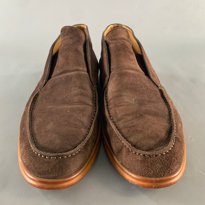LORO PIANA Size 10 Brown Solid Suede Slip On Loafers