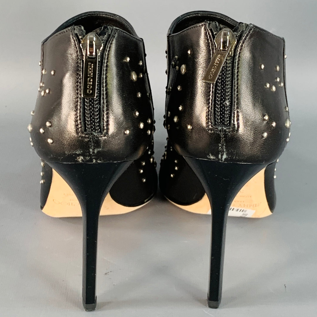 JIMMY CHOO Size 9.5 Black Studded Leather Back Zipper Stiletto Boots