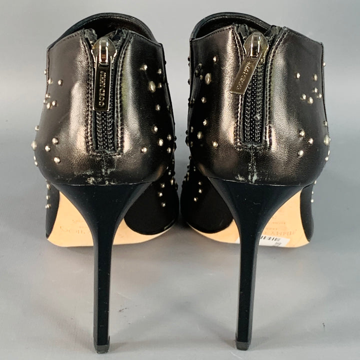 JIMMY CHOO Size 9.5 Black Studded Leather Back Zipper Stiletto Boots