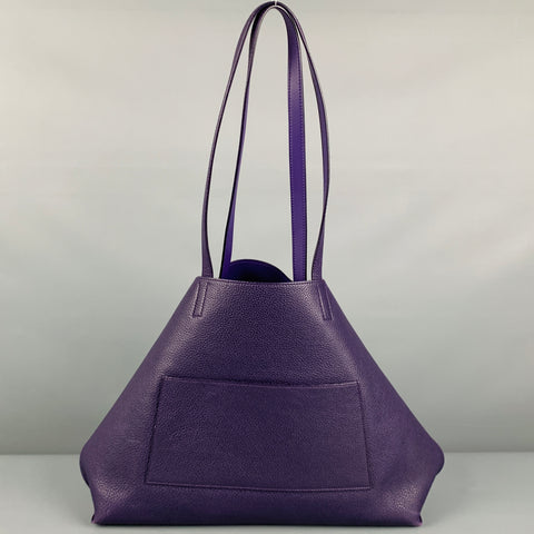 AKRIS -Ai- Purple Leather Shoulder Tote Bag