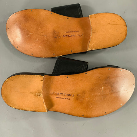 JOHN VARVATOS Size 10 Black Leather Sandals