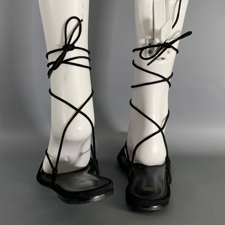 TOTEME Size 7.5 Black Leather Suede Strappy Sandals