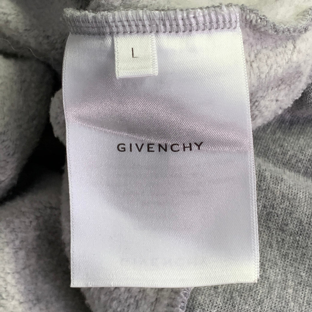 GIVENCHY Size L Cream Grey Jersey Double Layer Hooded Sweatshirt