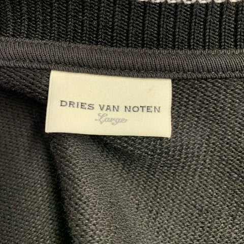 DRIES VAN NOTEN Size L Black White Cotton Zip Up Jacket