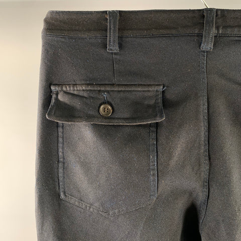 SAGE DE CRET Size 36 Navy Polyester Elasticated Cuff Casual Pants