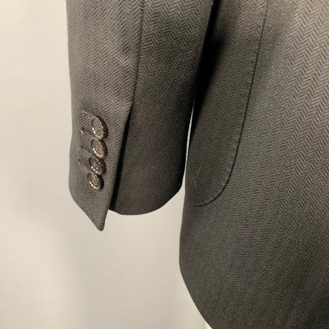 DOLCE & GABBANA Size 42 Black Herringbone Viscose Blend Sport Coat