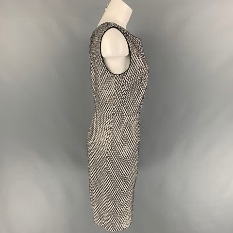 MARC JACOBS Taille 12 Robe droite perlée en soie grise et noire