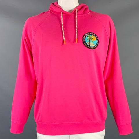 SCOTCH AND SODA Size XL Pink Multi Color Patch Cotton Hoodie Sweatshirt