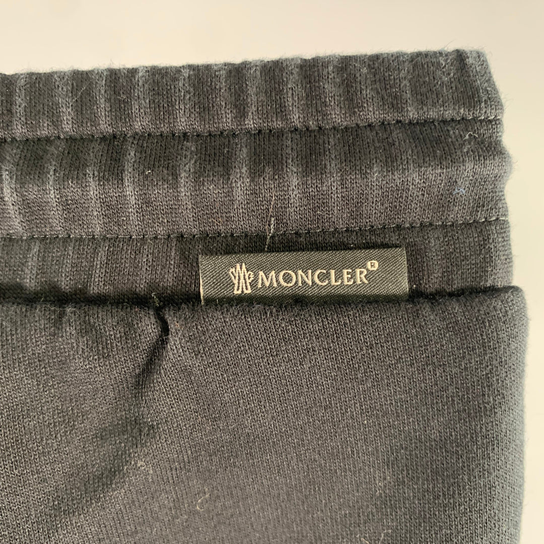MONCLER Taille S Pantalon décontracté en coton noir à plis nervurés