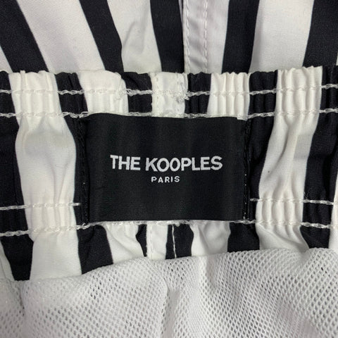 THE KOOPLES Size S White Black Stripe Polyester Drawstring Swim Trunks