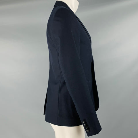 SAINT LAURENT Talla 36 Abrigo deportivo con solapa de muesca de lana azul marino