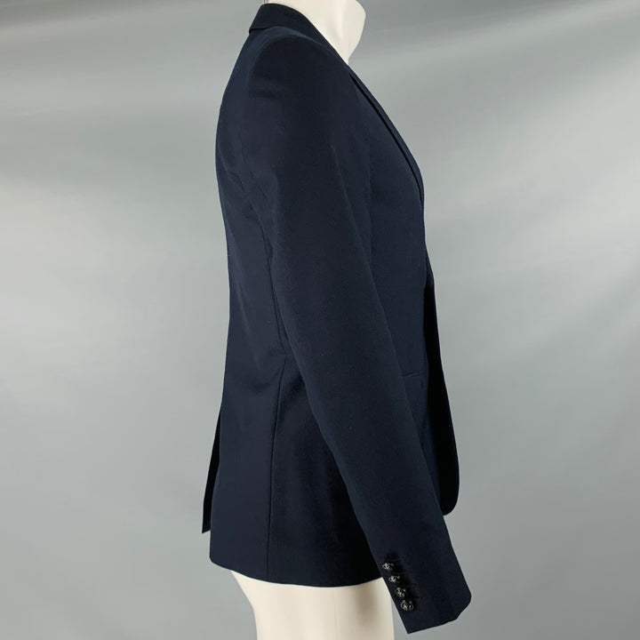 SAINT LAURENT Size 36 Navy Wool Notch Lapel Sport Coat