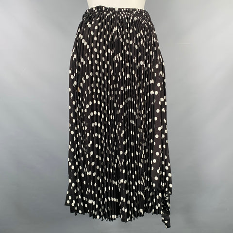 MARC JACOBS Size 2 Black White Polyester Polka Dot A-Line Skirt