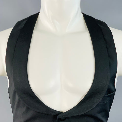 BAND OF OUTSIDERS Size 34 Black Wool Mohair Twill Shawl Vest