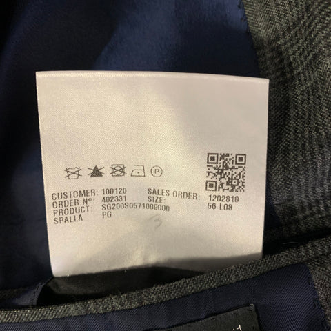 SANTORIO Chest Size 42 Grey Black Tartan Wool Notch Lapel Sport Coat