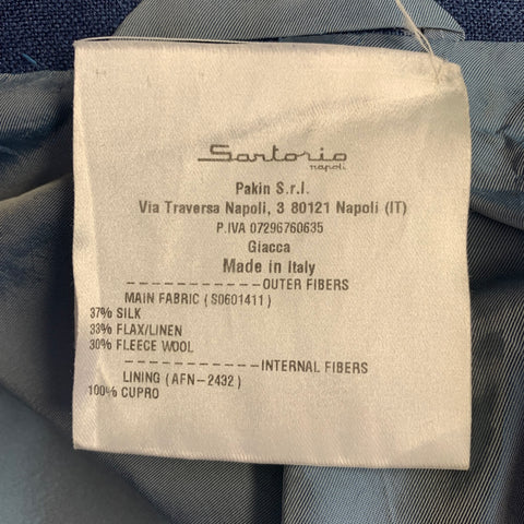 SARTORIO Size 44 Blue Silk Blend Single Breasted Sport Coat