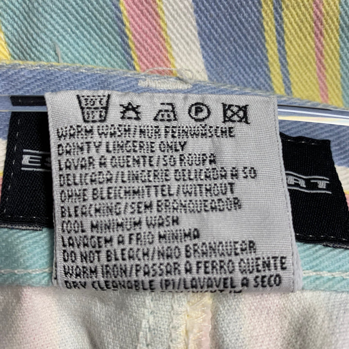 ESCADA Size M Blue Multi Color Cotton Blend Stripe Five Pockets Mini Skirt