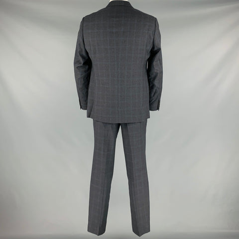 ARMANI COLLEZIONI Size 42 Navy Black Plaid Virgin Wool Suit