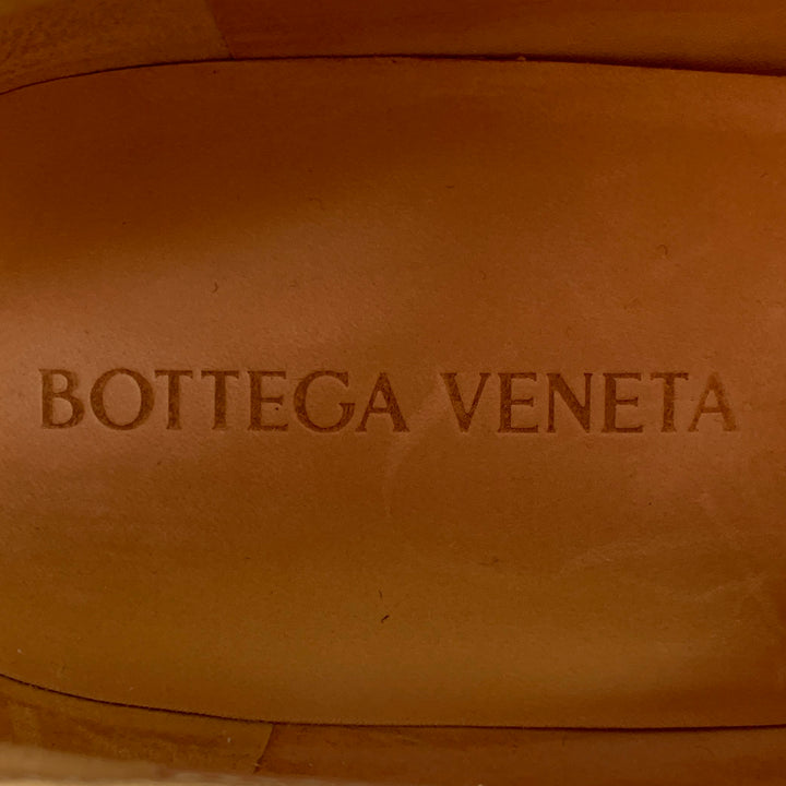 BOTTEGA VENETA Size 9 Ivory Black Leather Slip On Stacked Heel Western Ankle Boots