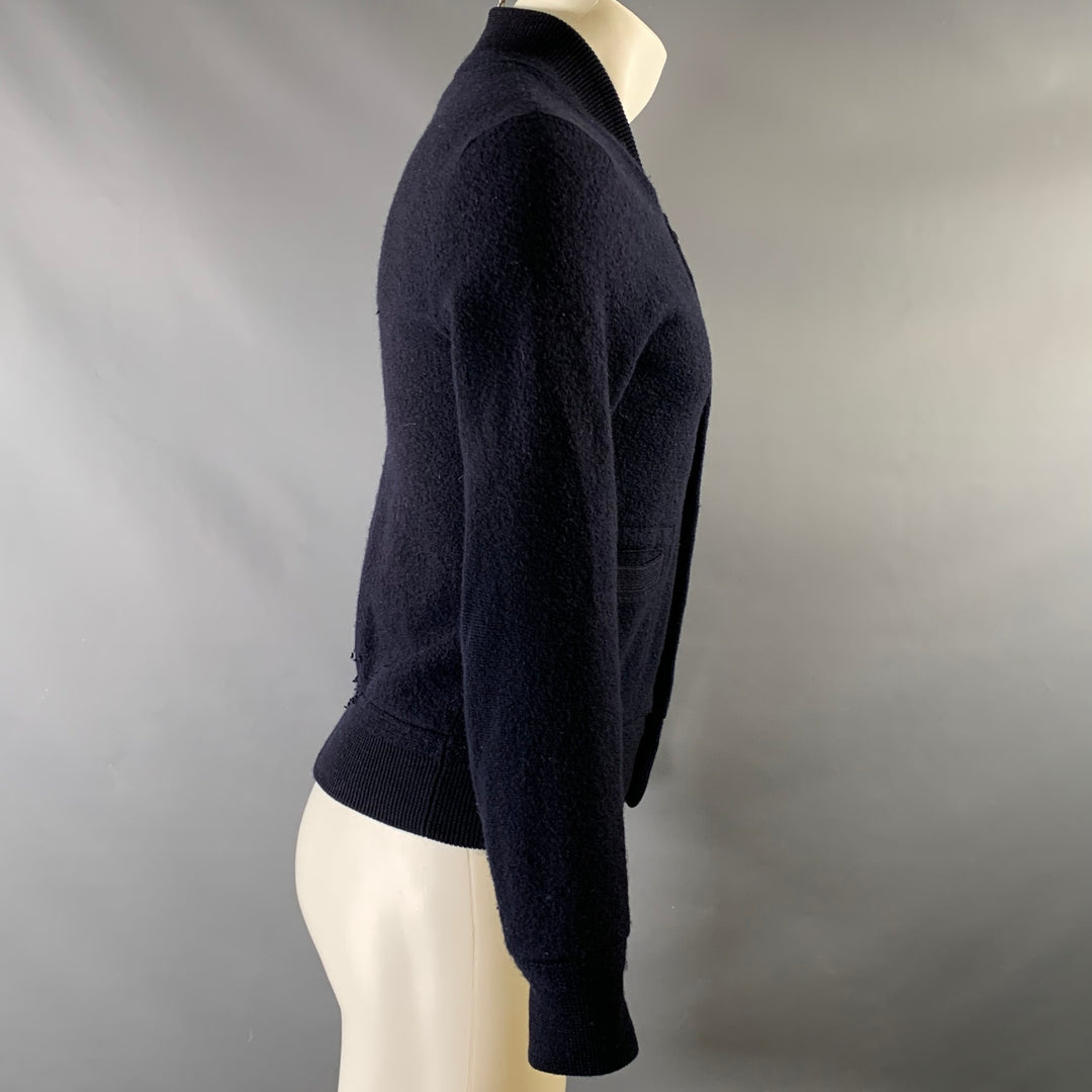 WALLACE & BARNES Size S Navy Merino Wool Bomber Jacket