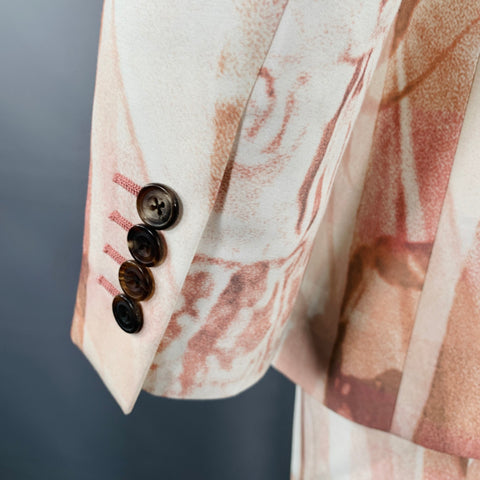 ALEXANDER MCQUEEN SS21 Size 38 Pink White Print Viscose Double Breasted Suit