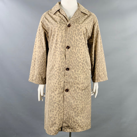 DRIES VAN NOTEN Size L Tan Taupe Polyester Animal Print Button Up Coat