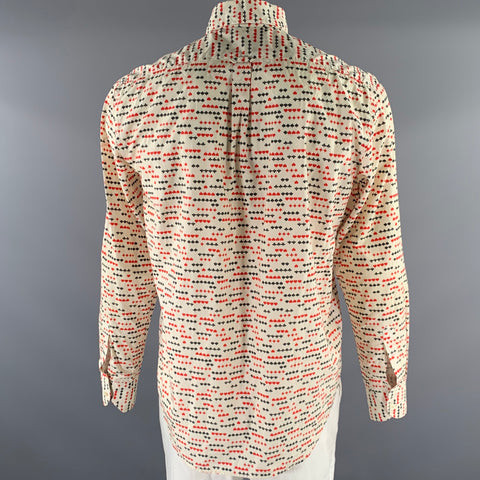 ADAM KIMMEL Size L Cream Red Black Graphic Cotton Long Sleeve Shirt