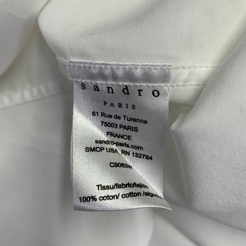 Chemise Sandro en coton blanc à manches longues et boutons cachés, taille M