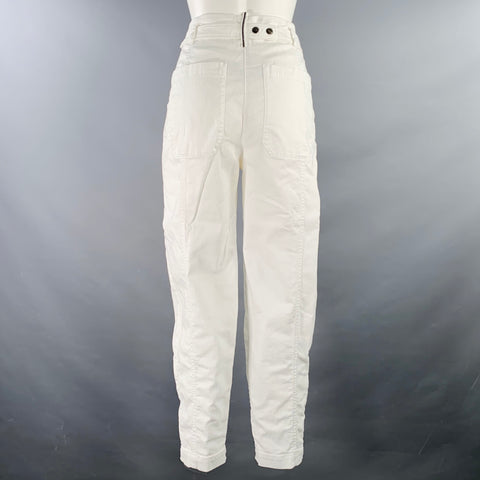 BRUNELLO CUCINELLI Size 0 Cream Cotton Blend Pleated Jeans