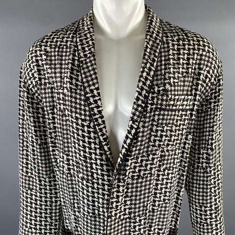 HAIDER ACKERMANN Size S Black White Houndstooth Silk Pajama Long Sleeve Shirt