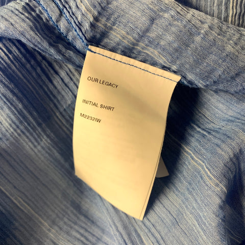 OUR LEGACY Size M Blue White Stripe Cotton Rayon Sheer Long Sleeve Shirt