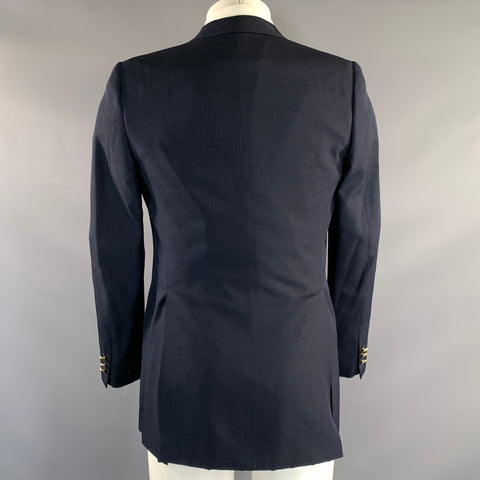BRIONI Chest Size 38 Navy Silk Peak Lapel Sport Coat