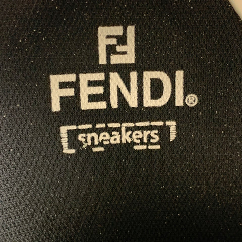 FENDI Size 12 Grey White Mixed Materials Lace Up Sneakers