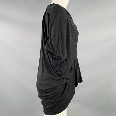 LANVIN Size S Black Cotton Blend Zip Up Blouse