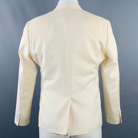 DOLCE & GABBANA Size 38 Regular Cream Textured Virgin Wool Sport Coat