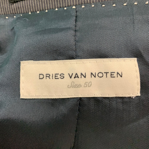 DRIES VAN NOTEN Size 40 Black Grey Stripe Cotton Sport Coat