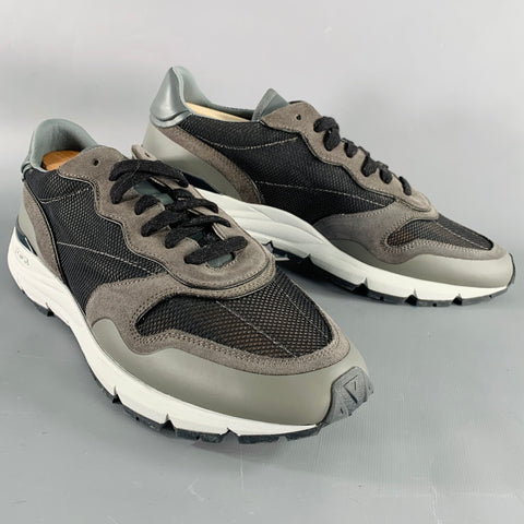 JOHN ELLIOTT Size 11 Grey Black Color Block Mesh Lace-Up Sneakers