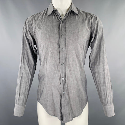 Chemise en coton gris CO-OP à col étalé et manches longues, taille M