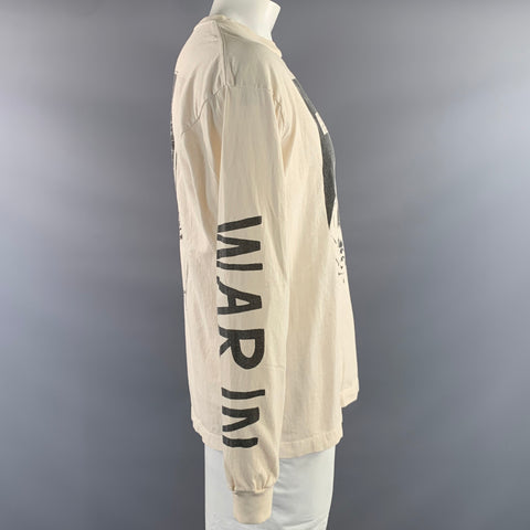 SAINT MXXXXXX Size L Cream Black Graphic Cotton Crew Neck Pullover