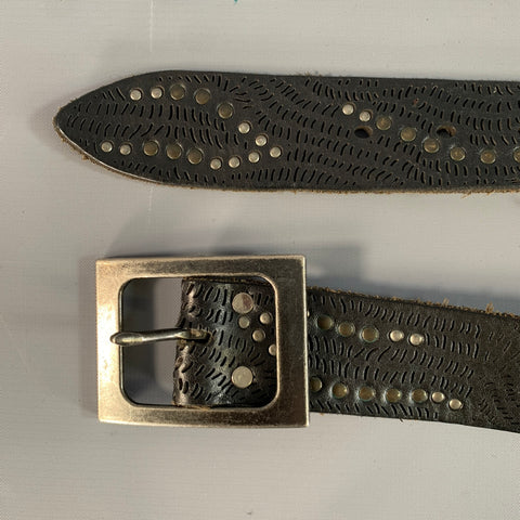 BRAVE Size 38 Brown Dark Metallic Perforated Leather Belt